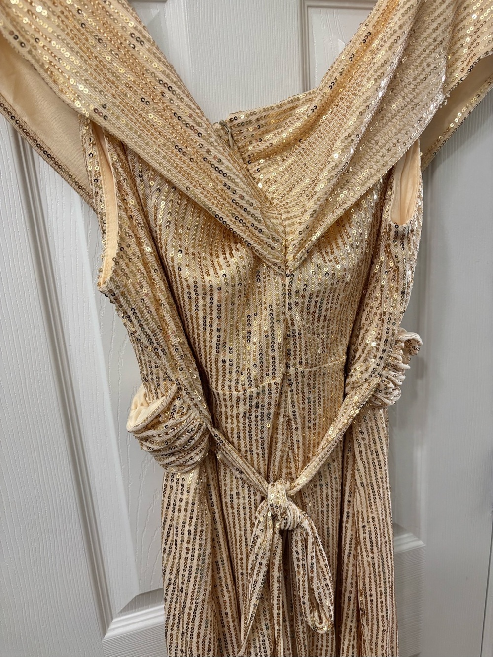 NWT X Plus Wear Gold Sequin Off Shoulder Wrap Dress Size 3X Versatile Style - Picture 8 of 8